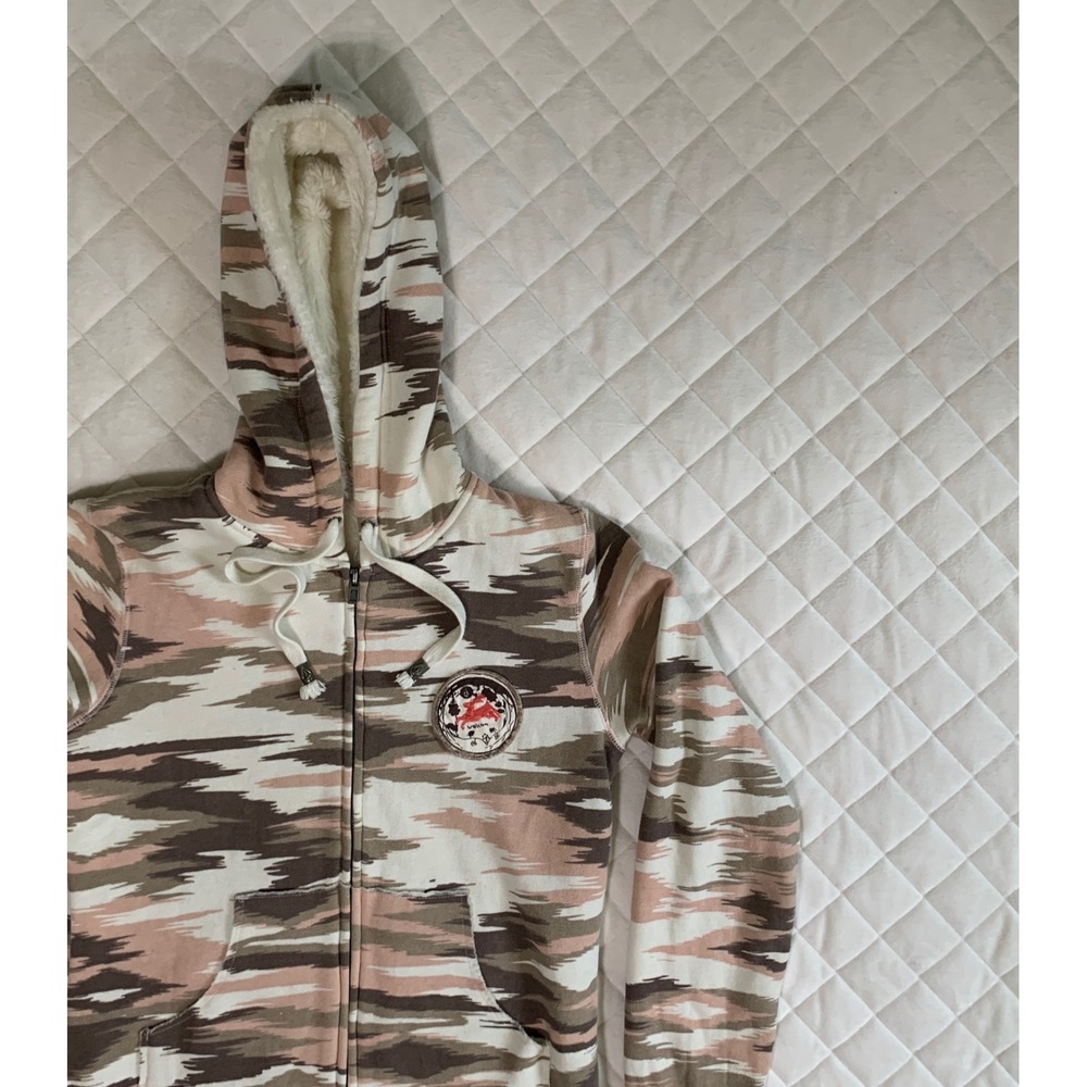 Y2K VTG Pink Camo Volcom zip up hoodie lined with‎ Sherpa/fur streetwear classic